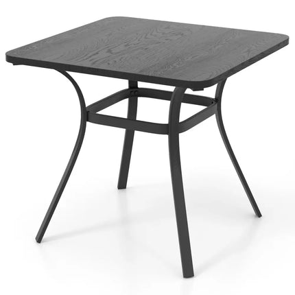 32 Inch Patio Dining Table Metal Square Table for Dining with 4 Curved Legs-Gray - Gray - Patio Dining Tables
