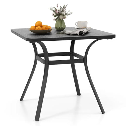 32 Inch Patio Dining Table Metal Square Table for Dining with 4 Curved Legs-Gray - Gray - Patio Dining Tables