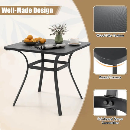 32 Inch Patio Dining Table Metal Square Table for Dining with 4 Curved Legs-Gray - Gray - Patio Dining Tables