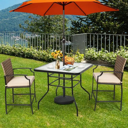 32 Inch Patio Tempered Glass Steel Frame Square Table - Oasis Home Essentials