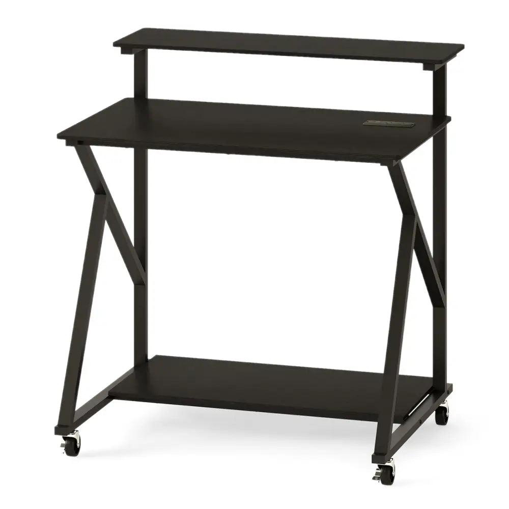 32 Inch Rolling Computer Desk for Small Spaces with Power Outlets-Black - Black - Computer Desks