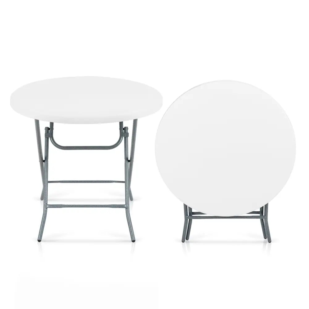 32 Inch Round Folding Table with Thick Tabletop for Picnic - White - Patio Dining Tables