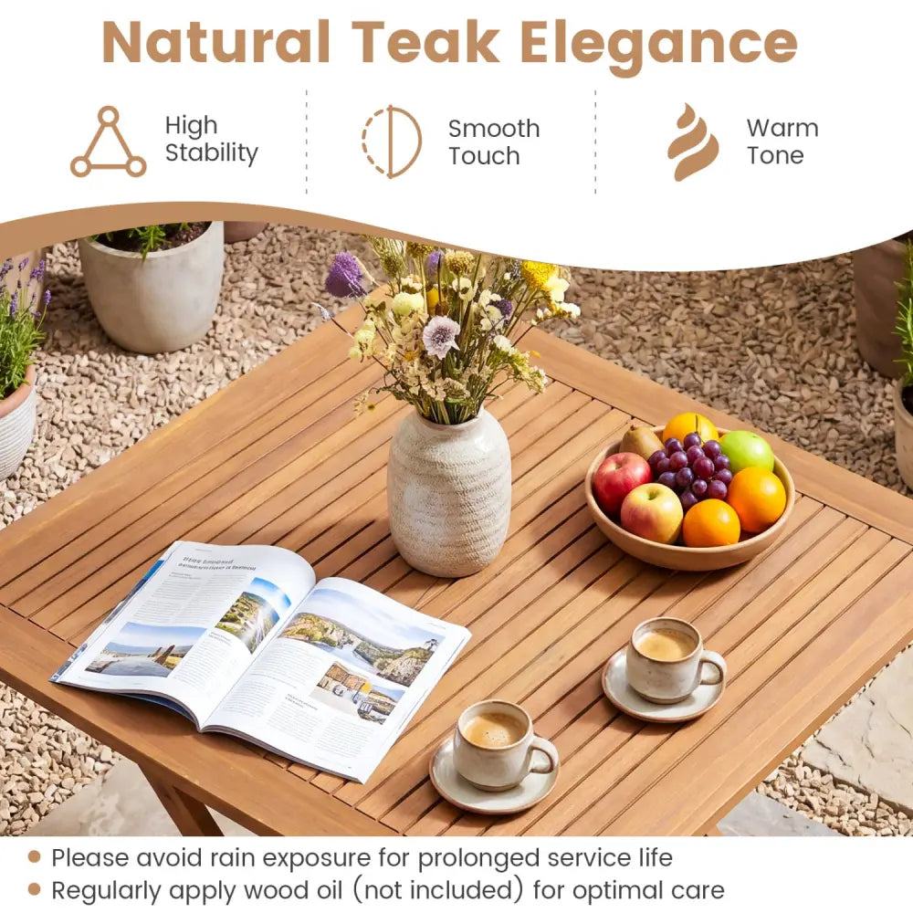 32-Inch Square Solid Teak Wood Patio Dining Table for 4 - Patio Dining Tables