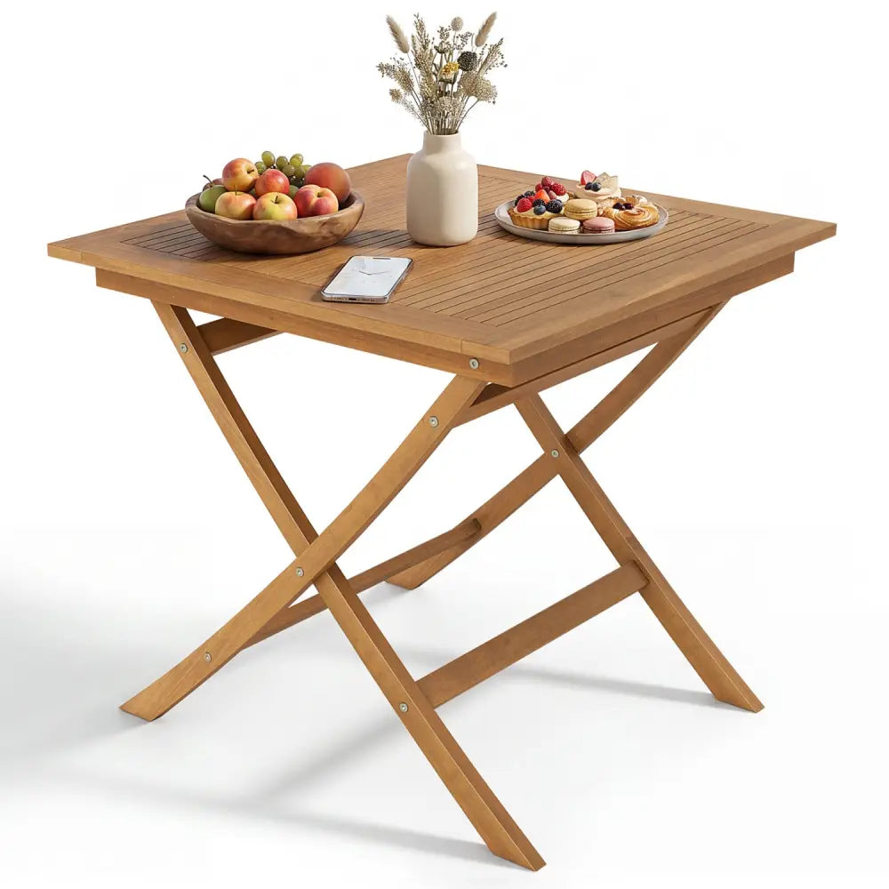 32-Inch Square Solid Teak Wood Patio Dining Table for 4 - Patio Dining Tables