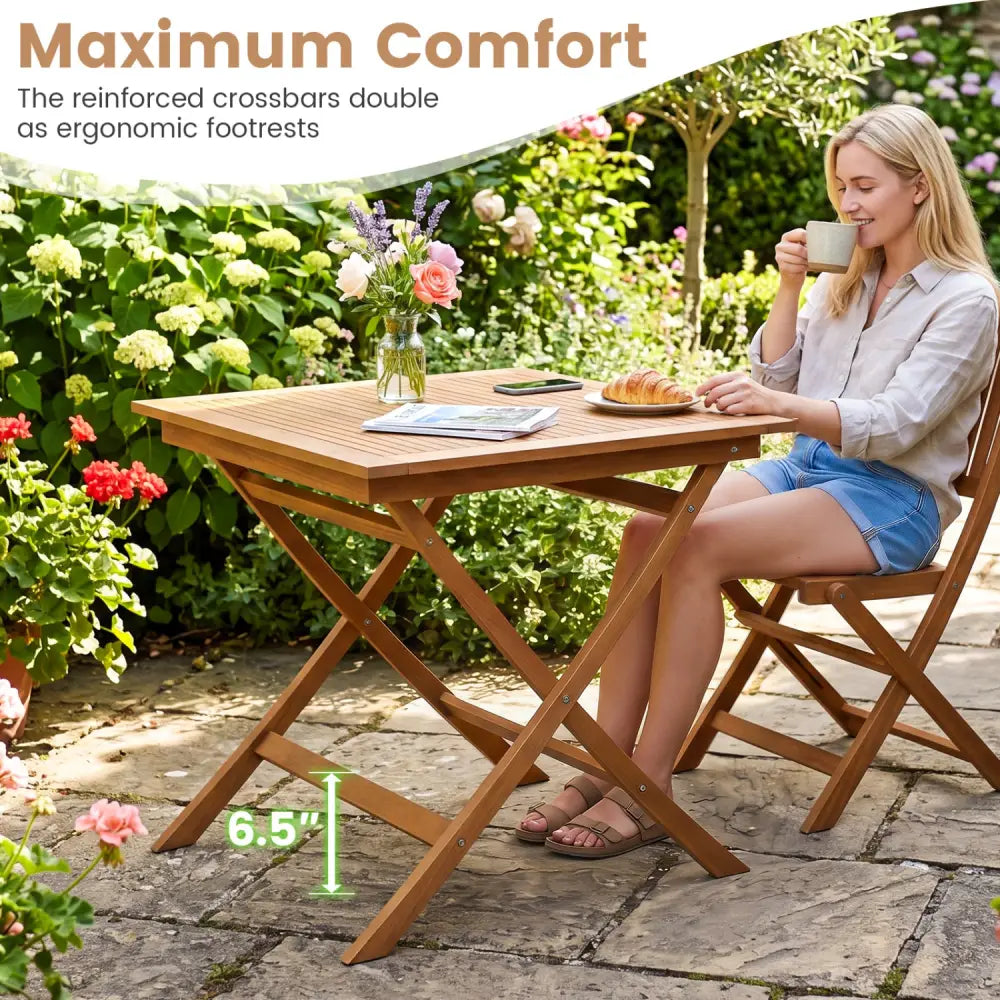 32-Inch Square Solid Teak Wood Patio Dining Table for 4 - Patio Dining Tables