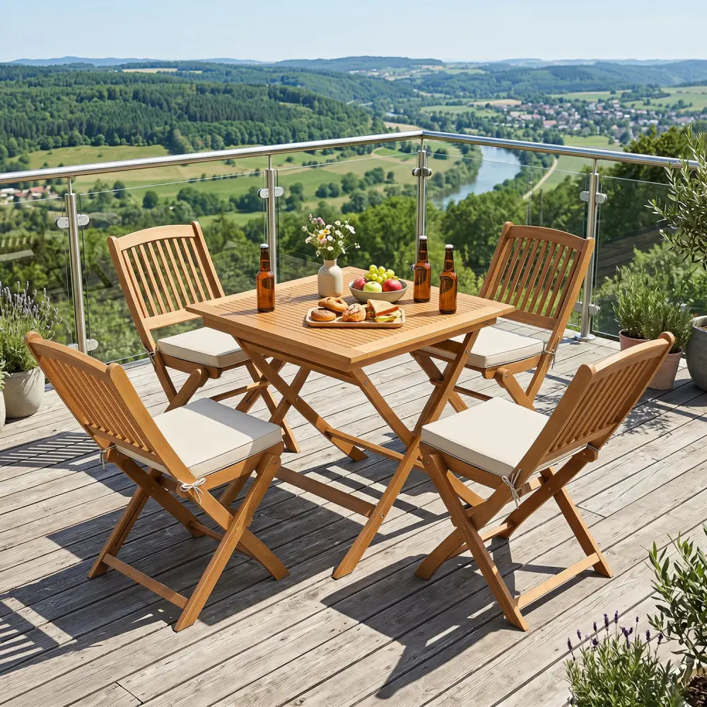 32-Inch Square Solid Teak Wood Patio Dining Table for 4 - Patio Dining Tables
