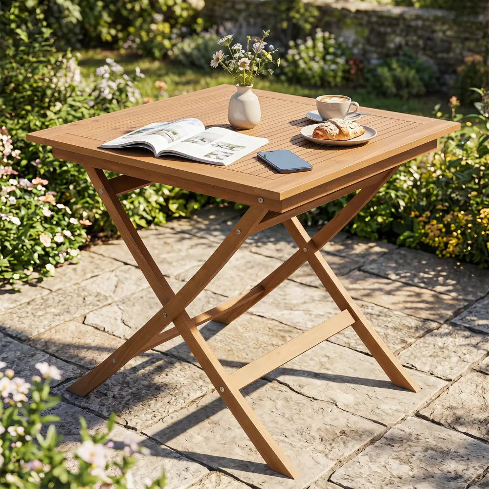 32-Inch Square Solid Teak Wood Patio Dining Table for 4 - Patio Dining Tables
