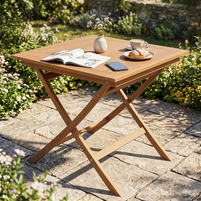 32-Inch Square Solid Teak Wood Patio Dining Table for 4 - Patio Dining Tables