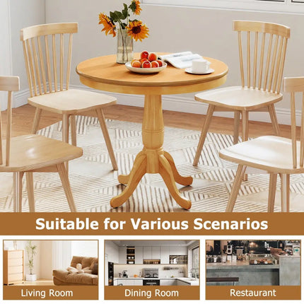 32 Inch Wooden Round Pub Pedestal Side Table-natural Costway
