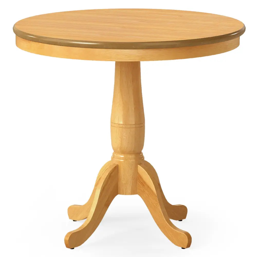 32 Inch Wooden Round Pub Pedestal Side Table-natural - Natural - Dining Tables