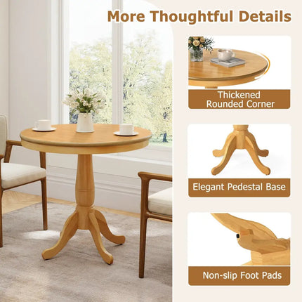 32 Inch Wooden Round Pub Pedestal Side Table-natural Costway