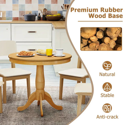 32 Inch Wooden Round Pub Pedestal Side Table-natural Costway
