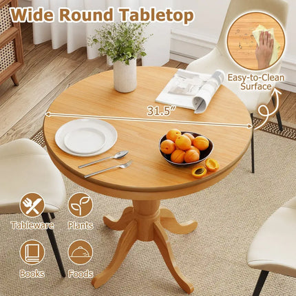 32 Inch Wooden Round Pub Pedestal Side Table-natural Costway