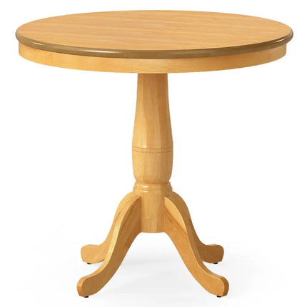 32 Inch Wooden Round Pub Pedestal Side Table-natural Costway