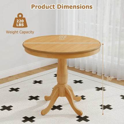 32 Inch Wooden Round Pub Pedestal Side Table-natural Costway