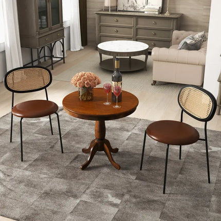 32 Inch Wooden Round Pub Pedestal Side Table-Walnut Costway