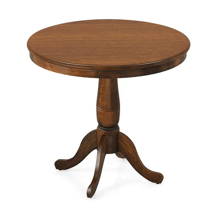 32 Inch Wooden Round Pub Pedestal Side Table-Walnut Costway