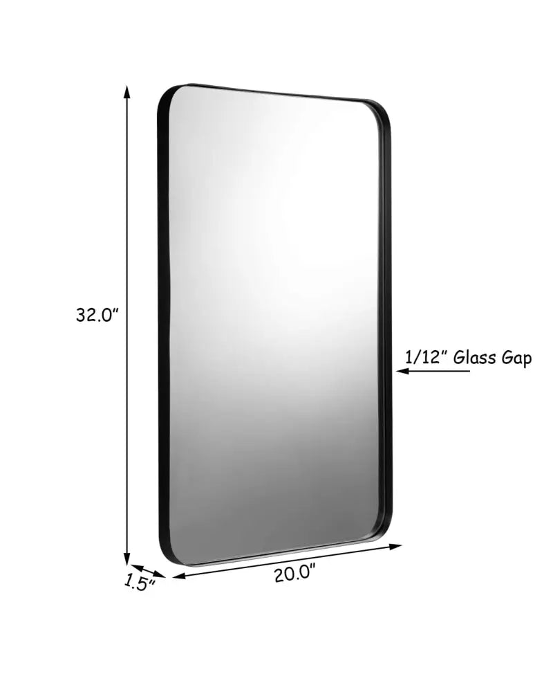 32 Inch x 20 Inch Metal Frame Wall-Mounted Rectangle Mirror-Black - Black - Wall Mirrors