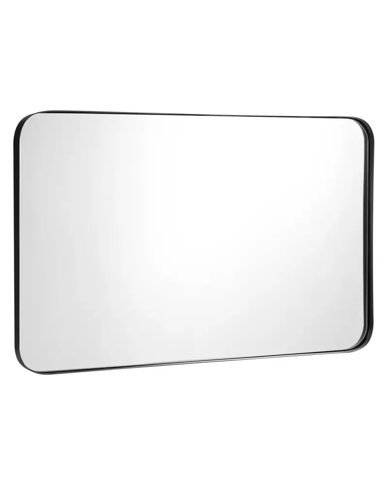32 Inch x 20 Inch Metal Frame Wall-Mounted Rectangle Mirror-Black - Black - Wall Mirrors