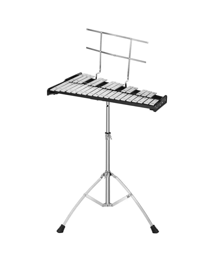 32 Note Glockenspiel Xylophone Percussion Bell Kit with Adjustable Stand - Black - Drums & Percussion