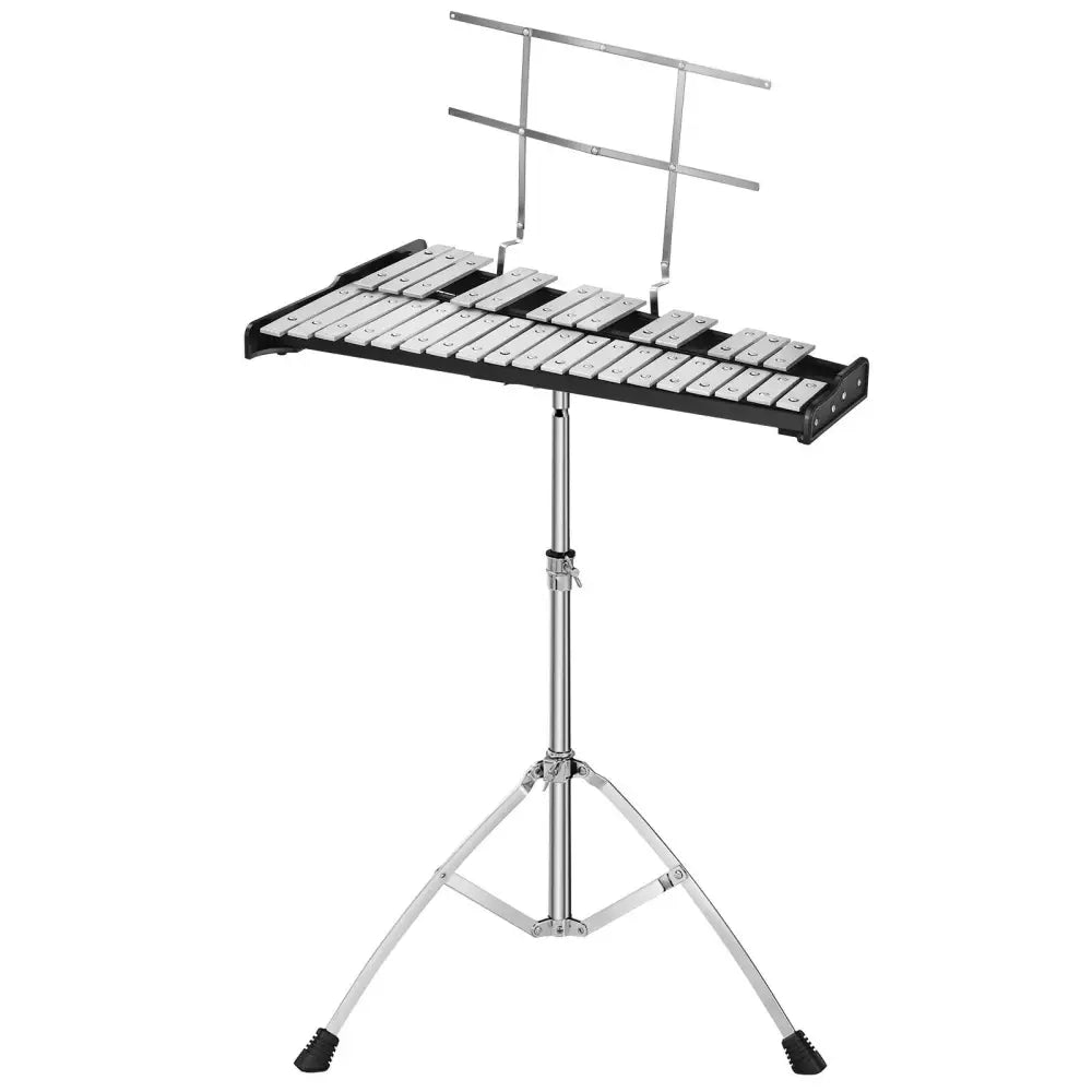 32 Note Glockenspiel Xylophone Percussion Bell Kit with Adjustable Stand - Black - Drums & Percussion