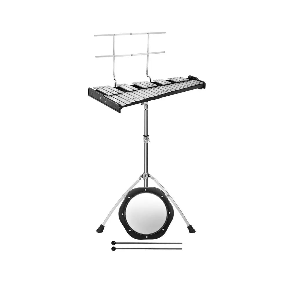 32 Note Glockenspiel Xylophone Percussion Bell Kit with Adjustable Stand - Black - Drums & Percussion