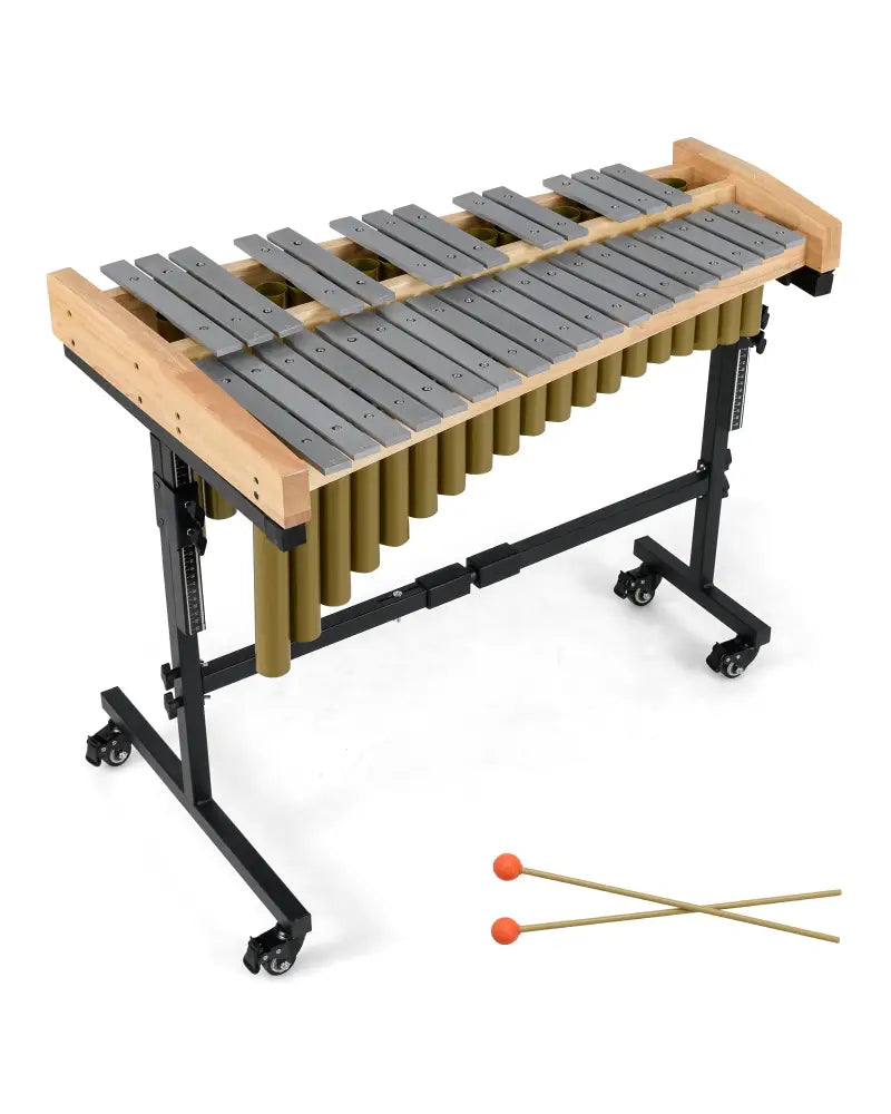 32 Note Marimba Aluminum Xylophone with Rubber Wood Base-Golden - Golden - Drums & Percussion