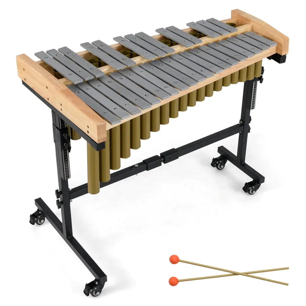 32 Note Marimba Aluminum Xylophone with Rubber Wood Base-Golden - Golden - Drums & Percussion