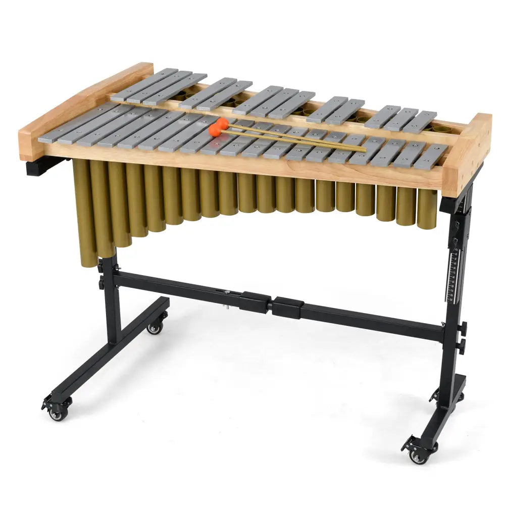 32 Note Marimba Aluminum Xylophone with Rubber Wood Base-Golden - Golden - Drums & Percussion
