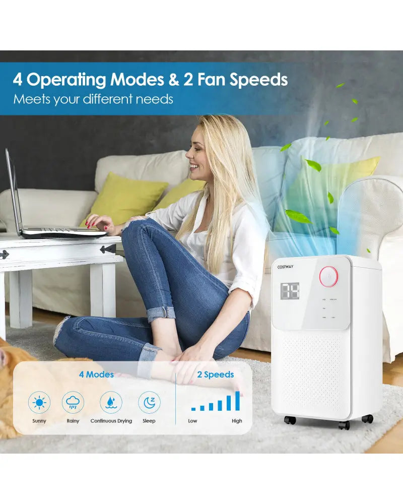 32 Pints 2000 Sq. Ft Dehumidifier for Home and Basements with 3-Color Digital Display-White - White - Dehumidifiers