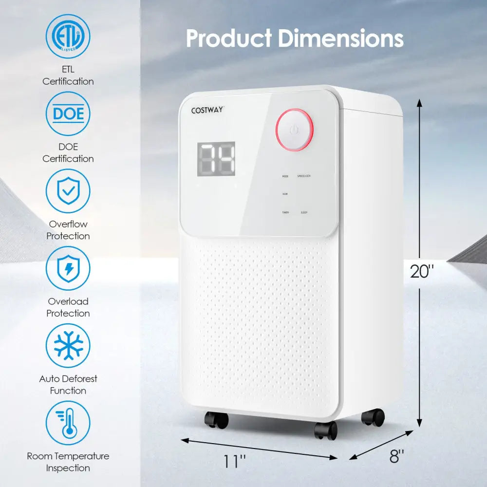32 Pints 2000 Sq. Ft Dehumidifier for Home and Basements with 3-Color Digital Display-White - White - Dehumidifiers