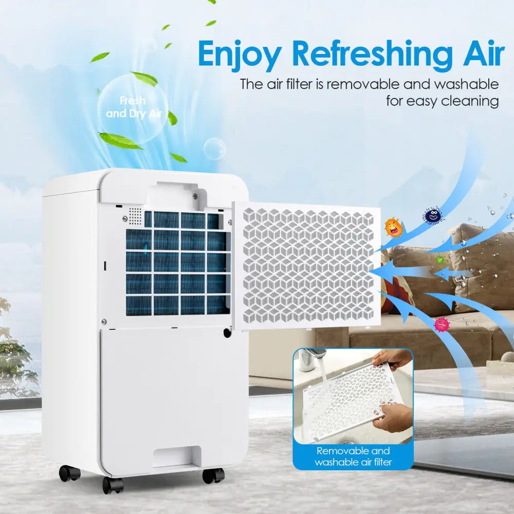 32 Pints 2000 Sq. Ft Dehumidifier for Home and Basements with 3-Color Digital Display-White - White - Dehumidifiers