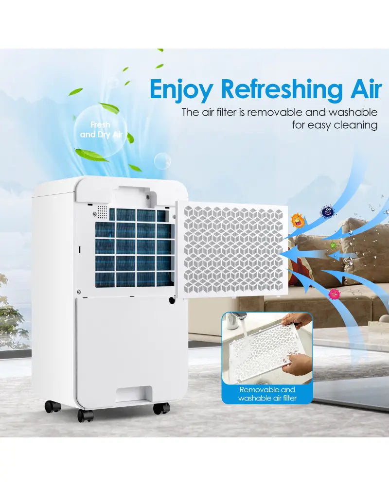 32 Pints 2000 Sq. Ft Dehumidifier for Home and Basements with 3-Color Digital Display-White - White - Dehumidifiers
