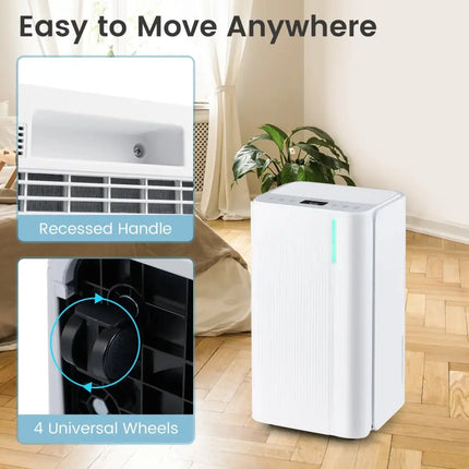 32 Pints 2000 Sq.ft Portable Dehumidifier for Home and Basement-White Costway