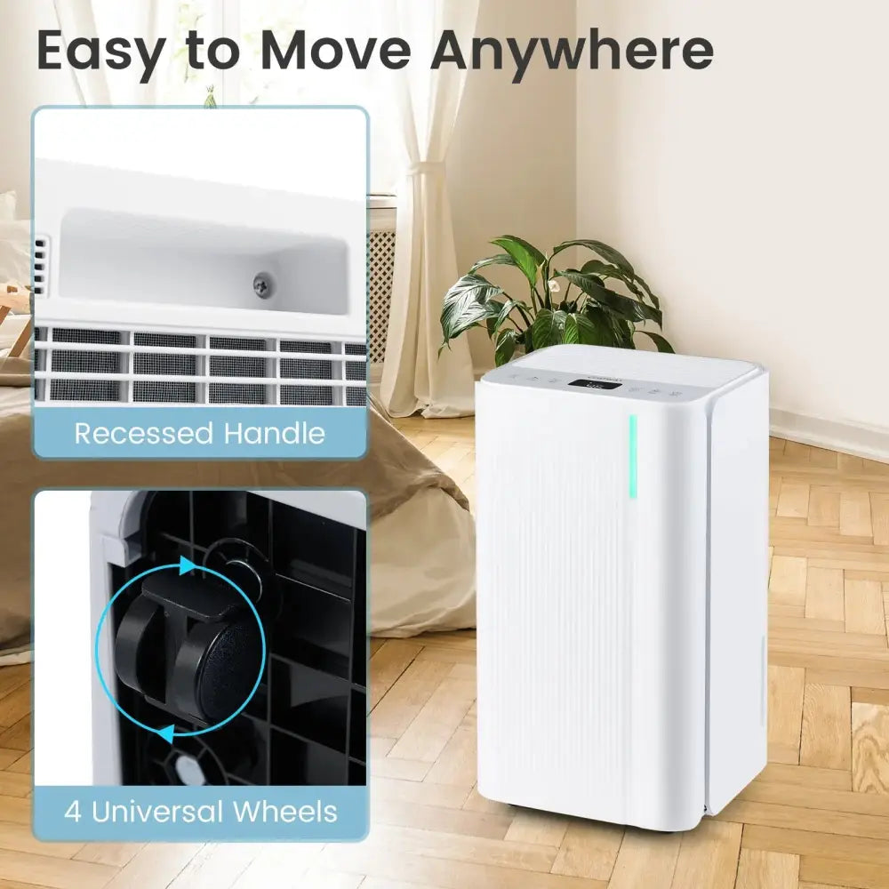 32 Pints 2000 Sq.ft Portable Dehumidifier for Home and Basement-White Costway