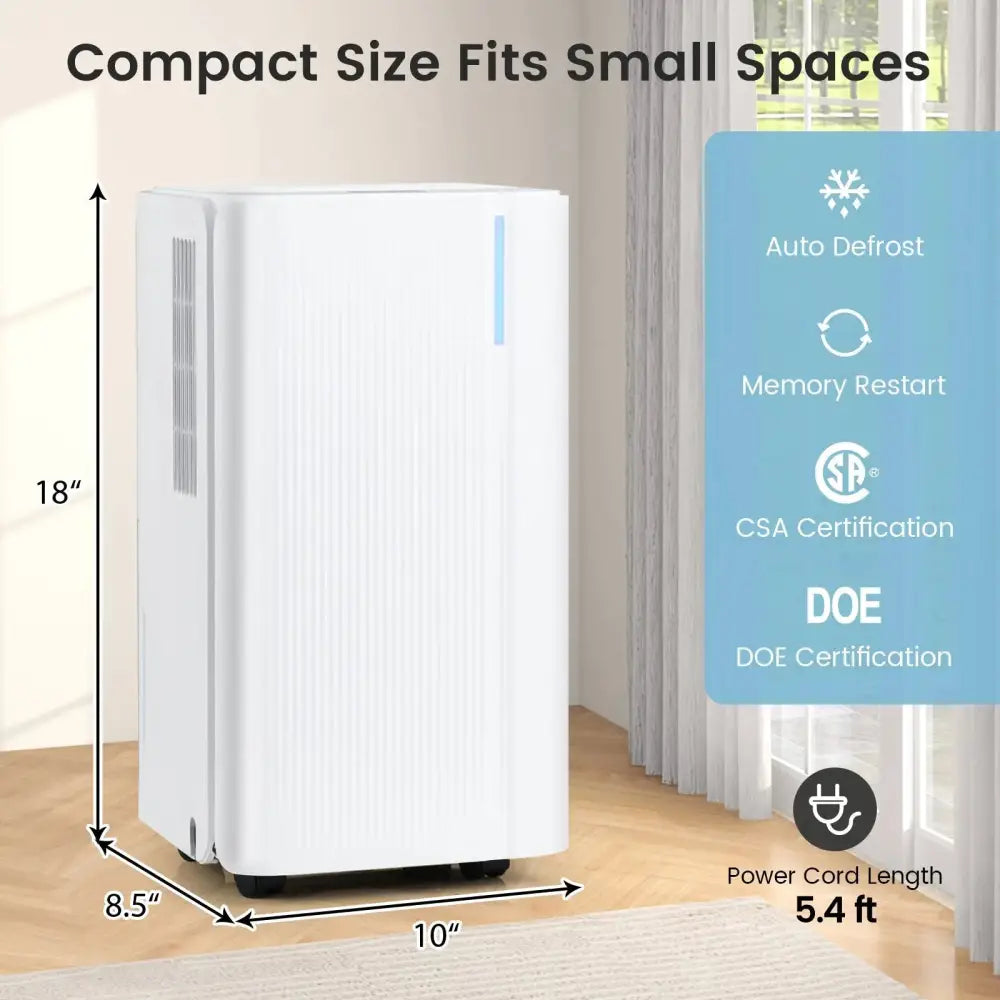 32 Pints 2000 Sq.ft Portable Dehumidifier for Home and Basement-White Costway