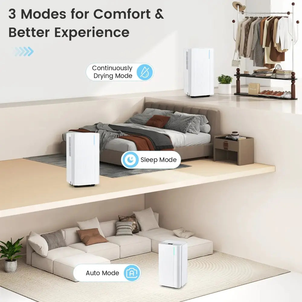 32 Pints 2000 Sq.ft Portable Dehumidifier for Home and Basement-White Costway