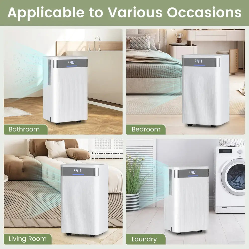 32 Pints 2000 Sq.ft Quiet Dehumidifier for Home with 3 Modes-White - White - Dehumidifiers