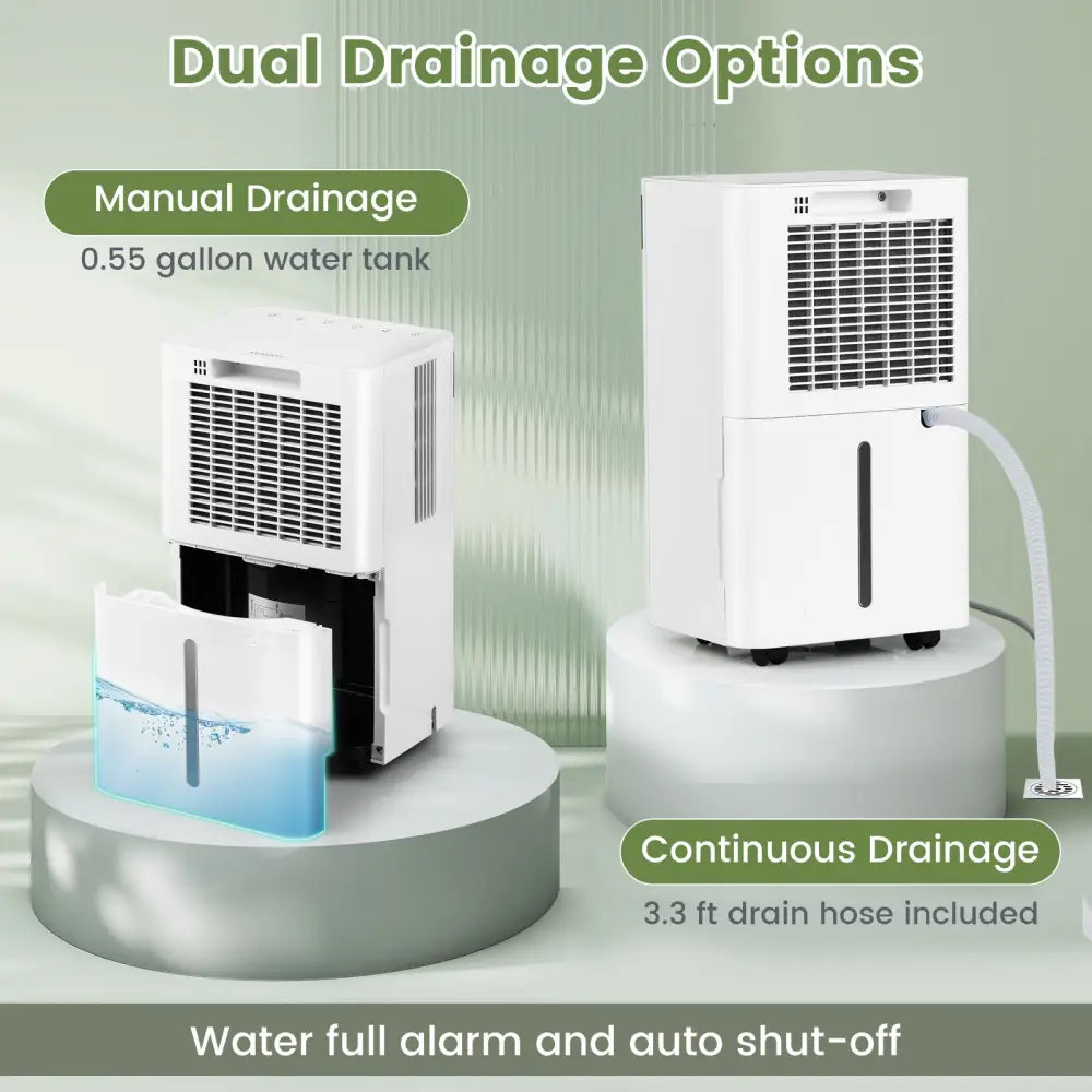 32 Pints 2000 Sq.ft Quiet Dehumidifier for Home with 3 Modes-White - White - Dehumidifiers