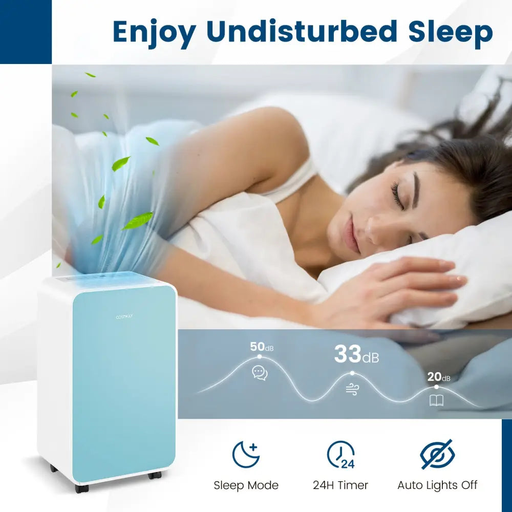 32 Pints/Day Portable Quiet Dehumidifier for Rooms up to 2500 Sq. Ft-Blue - Blue - Dehumidifiers