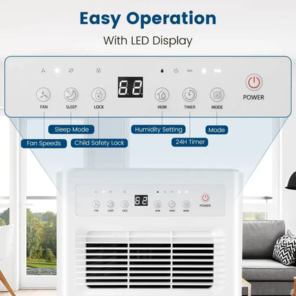 32 Pints/Day Portable Quiet Dehumidifier for Rooms up to 2500 Sq. Ft-Yellow Costway