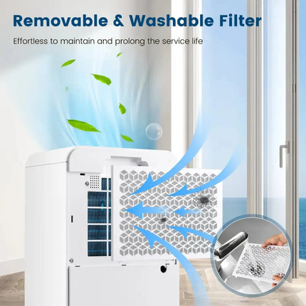 32 Pints/Day Portable Quiet Dehumidifier for Rooms up to 2500 Sq. Ft-Yellow Costway