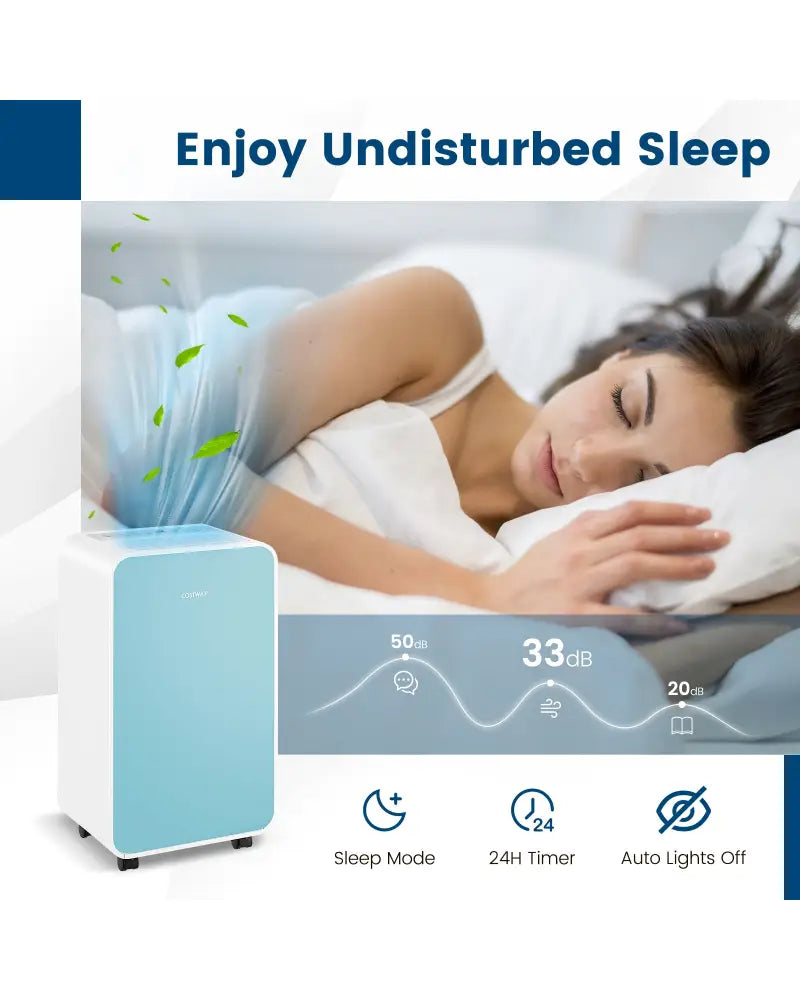 32 Pints/Day Portable Quiet Dehumidifier for Rooms up to 2500 Sq. Ft-Blue - Blue - Dehumidifiers