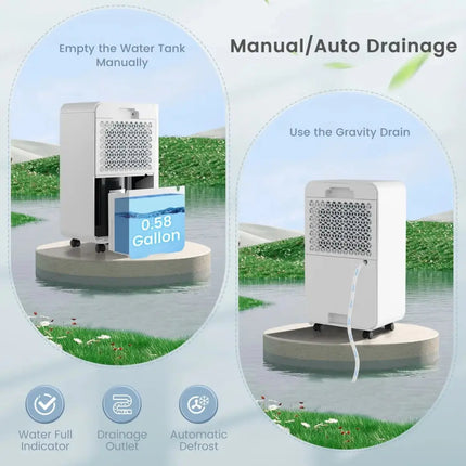 32 Pints Dehumidifier with Sleep Mode and 24H Timer for Home Basement-White Costway