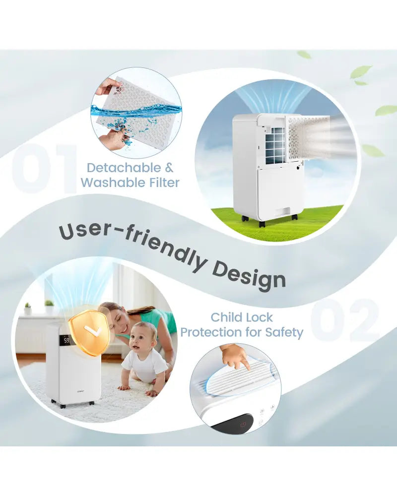 32 Pints Dehumidifier with Sleep Mode and 24H Timer for Home Basement-White - White - Dehumidifiers