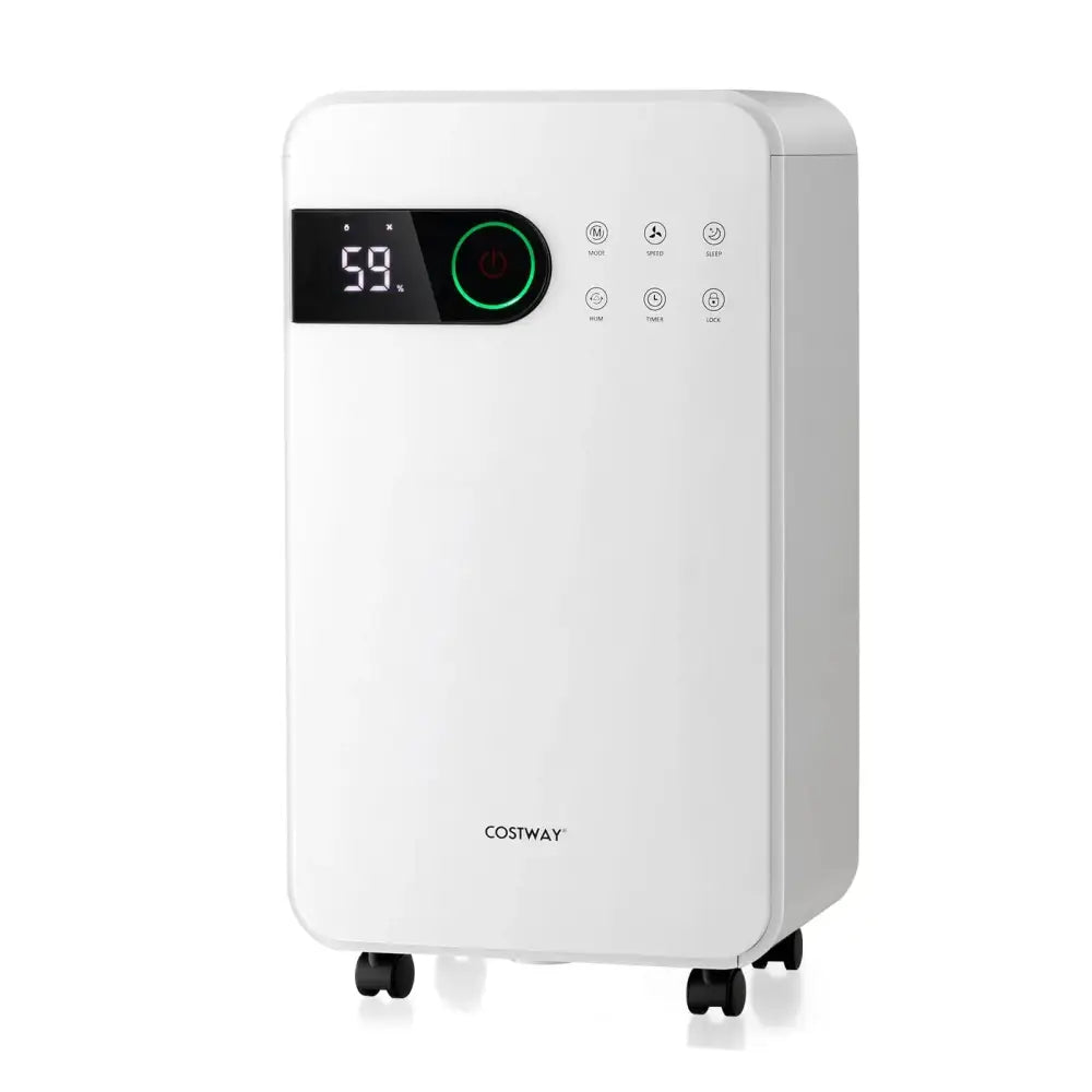 32 Pints Dehumidifier with Sleep Mode and 24H Timer for Home Basement-White Costway
