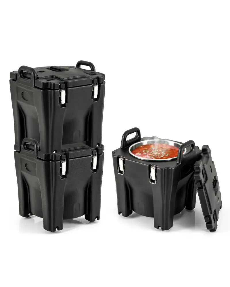 32 QT Portable Insulated Food Carrier with Stainless Steel Barrel for Catering Camping-Black - Black - Food Warmers &