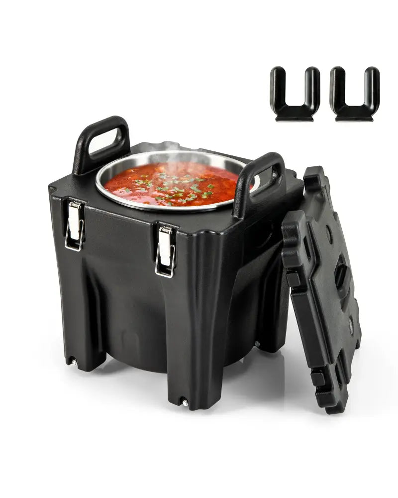 32 QT Portable Insulated Food Carrier with Stainless Steel Barrel for Catering Camping-Black - Black - Food Warmers &