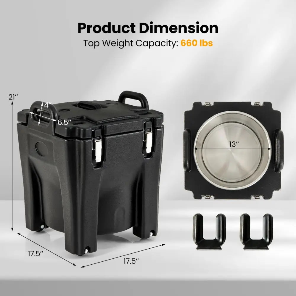 32 QT Portable Insulated Food Carrier with Stainless Steel Barrel for Catering Camping-Black - Black - Food Warmers &