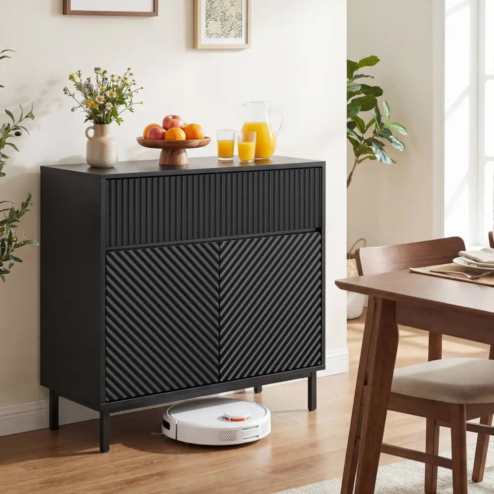 32’’ Wide Buffet Cabinet with 2 Doors and 1 Drawer for Kitchen-Black - Black - Sideboards Cabinets & Buffets